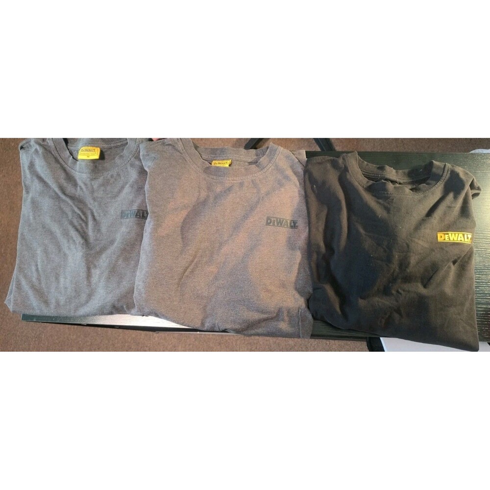 3 DeWalt Long Sleeve T Shirts Mens Size M Black Truro And Gray  Performance